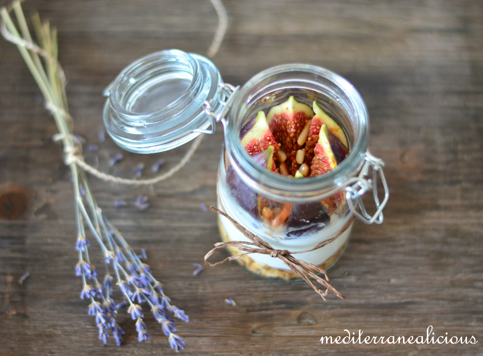 Lavender Honey-Caramelized Figs and Pine Nuts with Yoghurt Cream