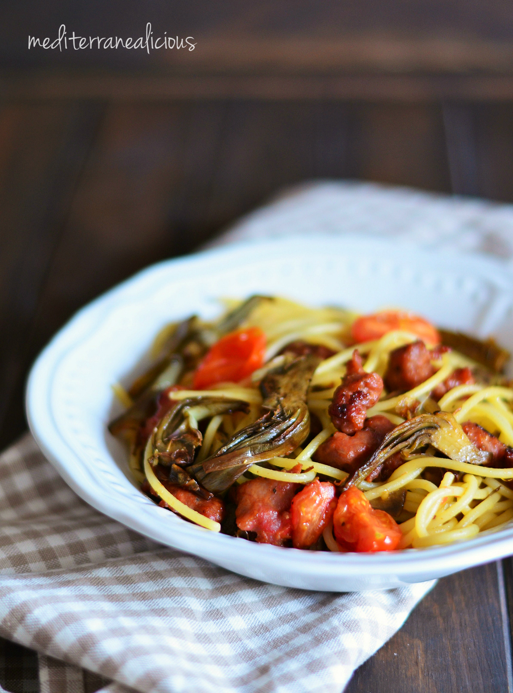 Spaghetti with Artichokes & Italian Sausage