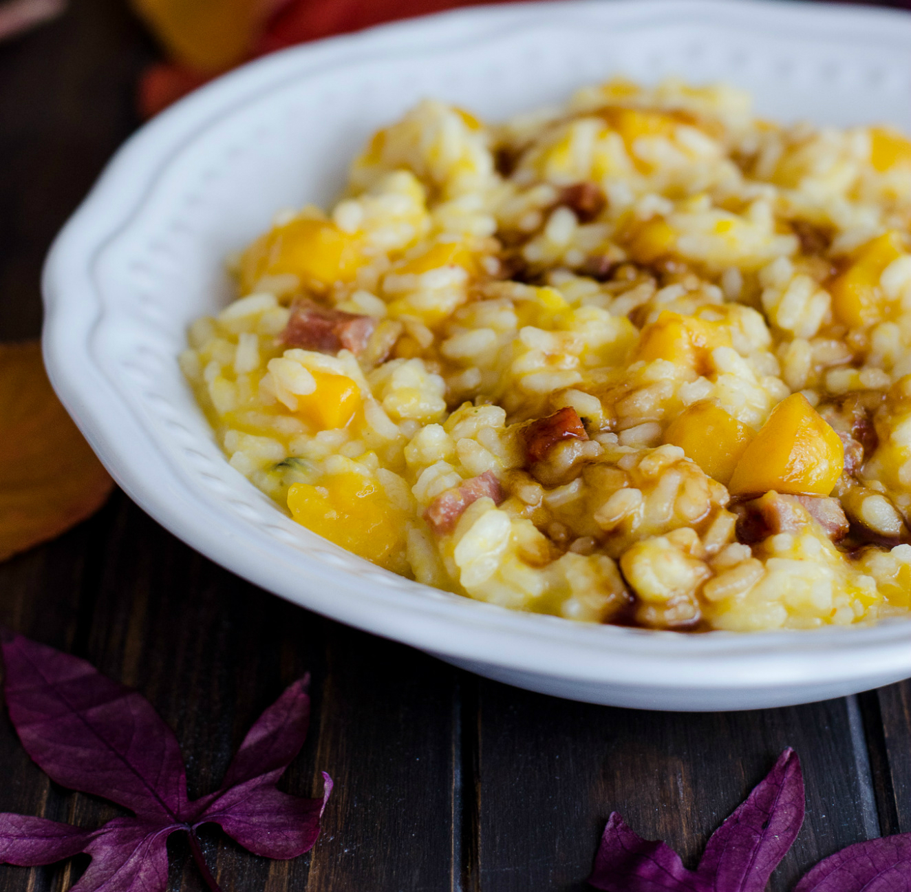Creamy Pumpkin-Bacon Risotto With Caramelized Balsamic Vinegar