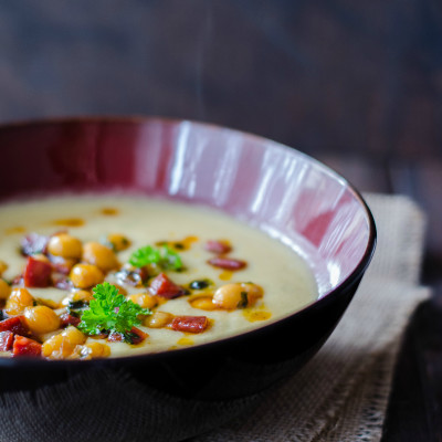 Chickpeas Soup With Roasted Chorizo